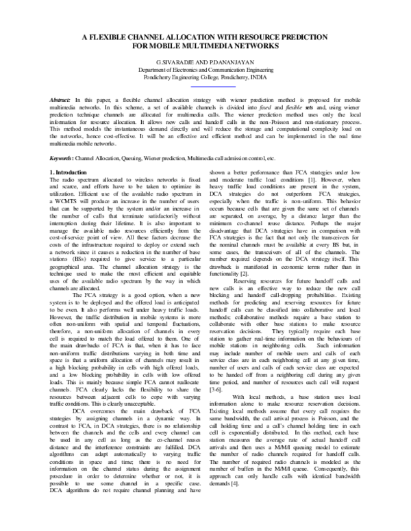 (PDF) A Flexible Channel Allocation with Resource Prediction for Mobile ...