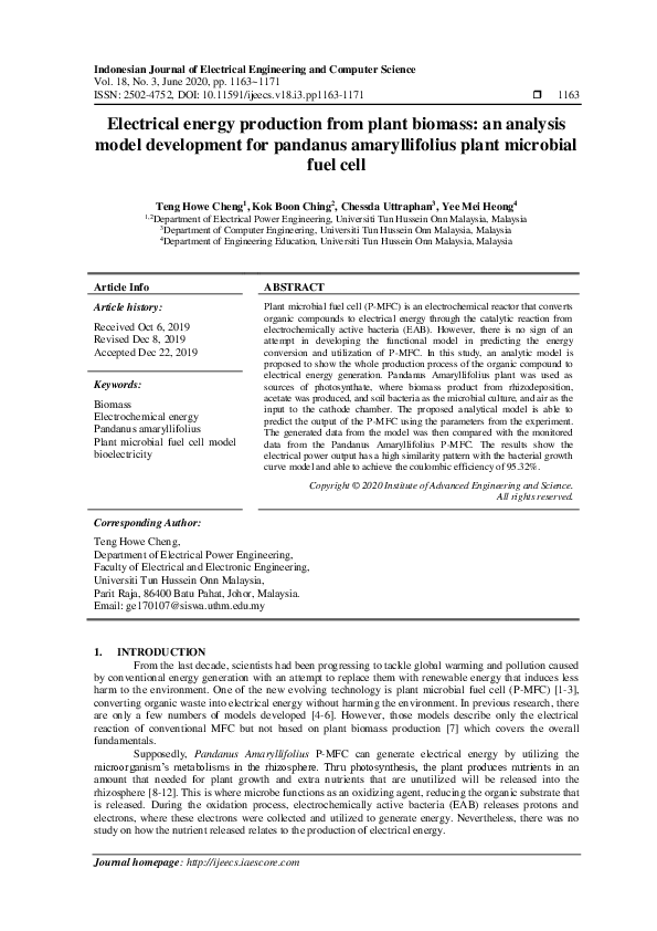 (PDF) Electrical energy production from plant biomass: an analysis ...