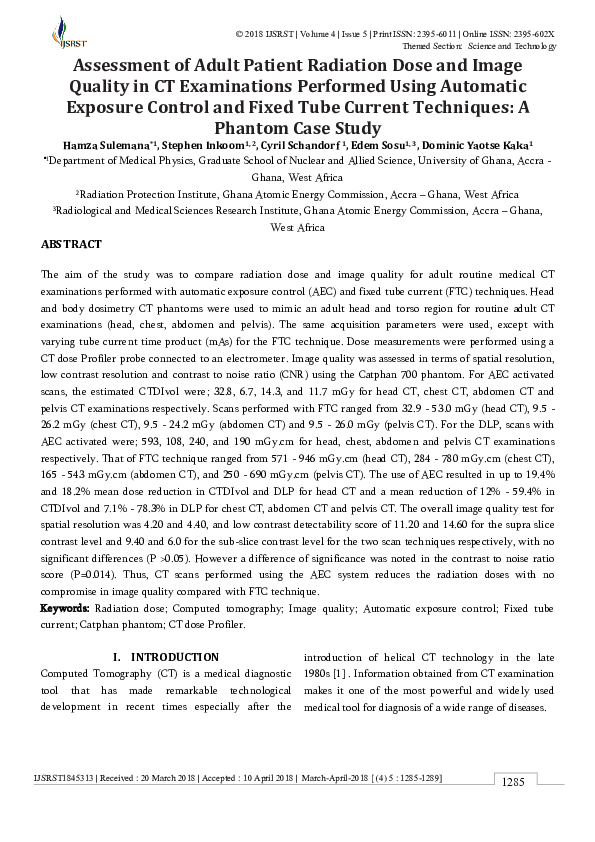 (PDF) Assessment of Adult Patient Radiation Dose and Image Quality in ...