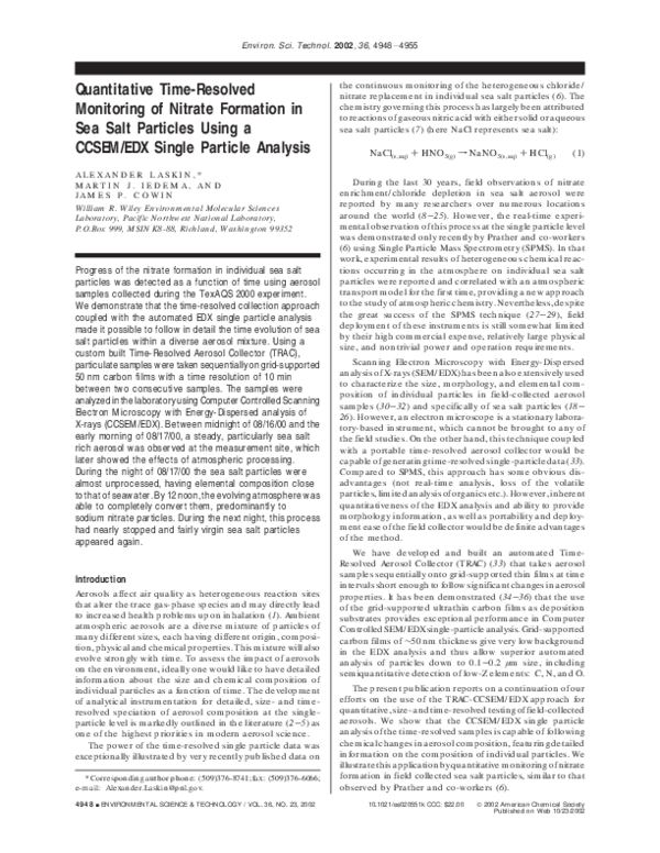 (PDF) Quantitative time-resolved monitoring of nitrate formation in sea ...