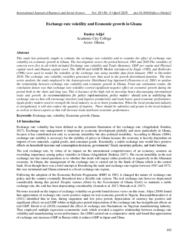 (PDF) Exchange rate volatility and Economic growth in Ghana