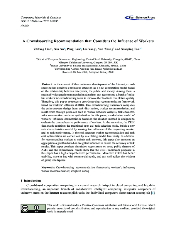 (PDF) A Crowdsourcing Recommendation that Considers the Influence of ...