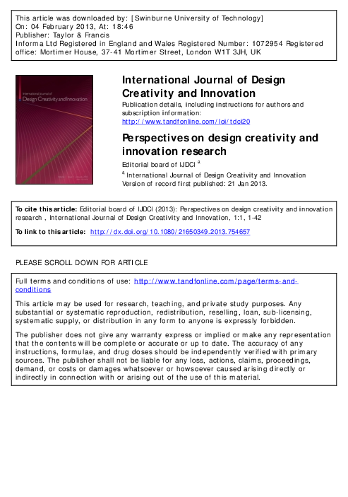 (PDF) Perspectives on design creativity and innovation research