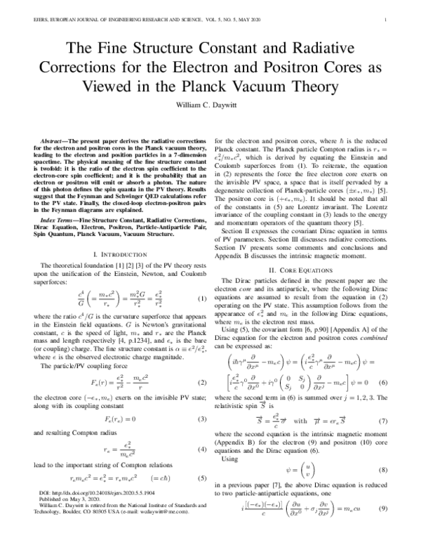 (PDF) The The Fine Structure Constant and Radiative Corrections for the ...