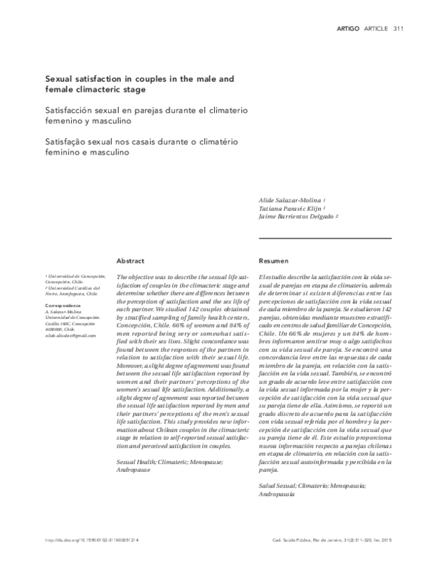 (PDF) Sexual satisfaction in couples in the male and female climacteric ...