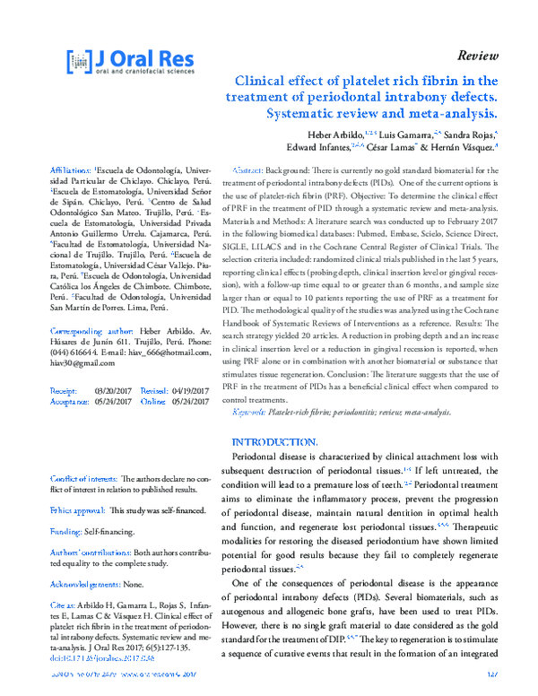 (PDF) Clinical effect of platelet rich fibrin in the treatment of ...