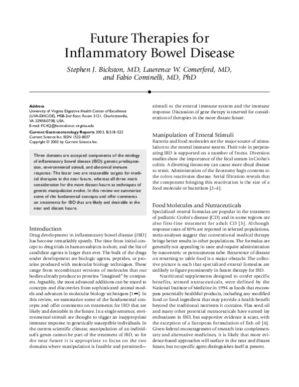 (PDF) Future therapies for inflammatory bowel disease