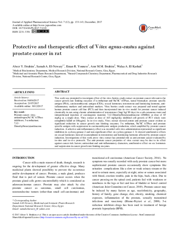 (PDF) Protective and therapeutic effect of Vitex agnus-castus against ...