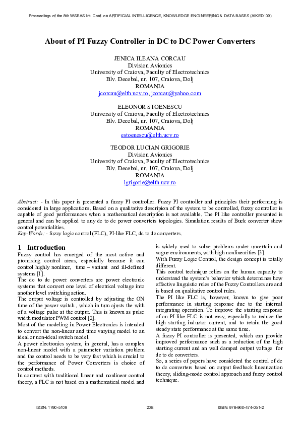 (PDF) About of PI fuzzy controller in DC to DC power converters