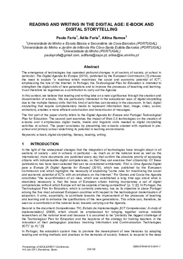 (PDF) Reading and Writing in the Digital Age: E-Book and Digital ...