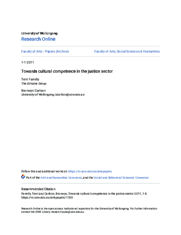 (PDF) Towards cultural competence in the justice sector