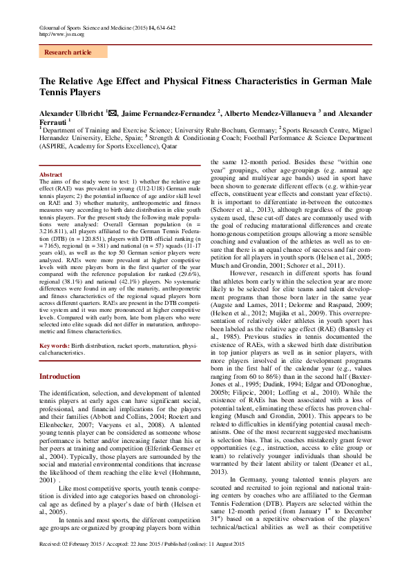 (PDF) The Relative Age Effect and Physical Fitness Characteristics in ...