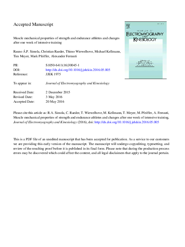 (PDF) Muscle mechanical properties of strength and endurance athletes ...
