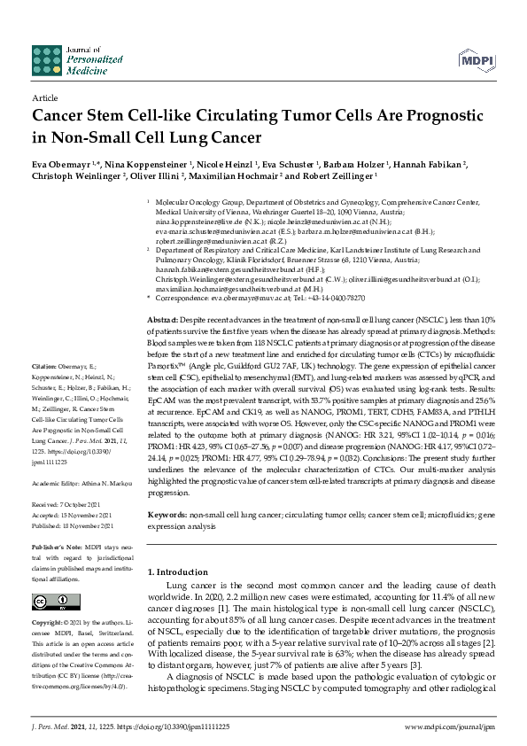(PDF) Cancer Stem Cell-like Circulating Tumor Cells Are Prognostic in ...