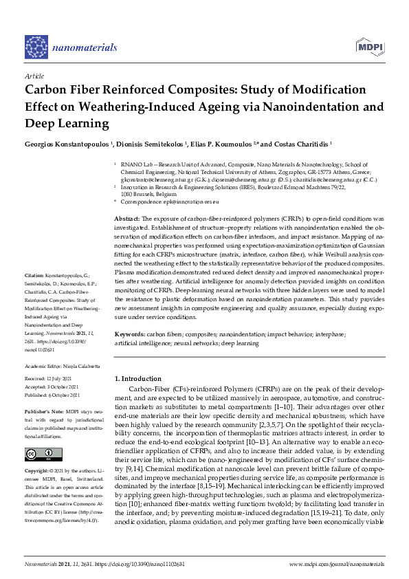 (PDF) Carbon Fiber Reinforced Composites: Study of Modification Effect ...