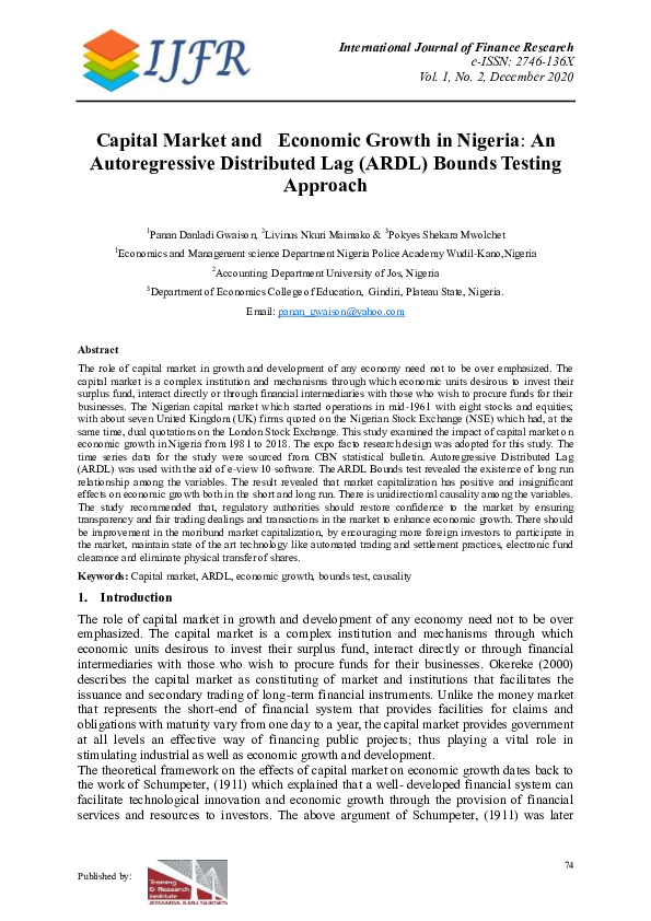 (PDF) Capital Market and Economic Growth in Nigeria: An Autoregressive ...