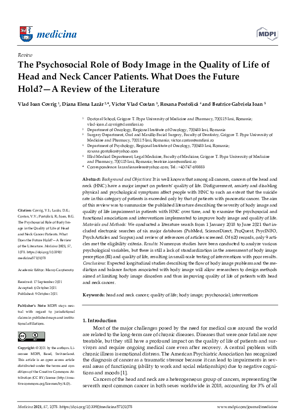 (PDF) The Psychosocial Role of Body Image in the Quality of Life of ...