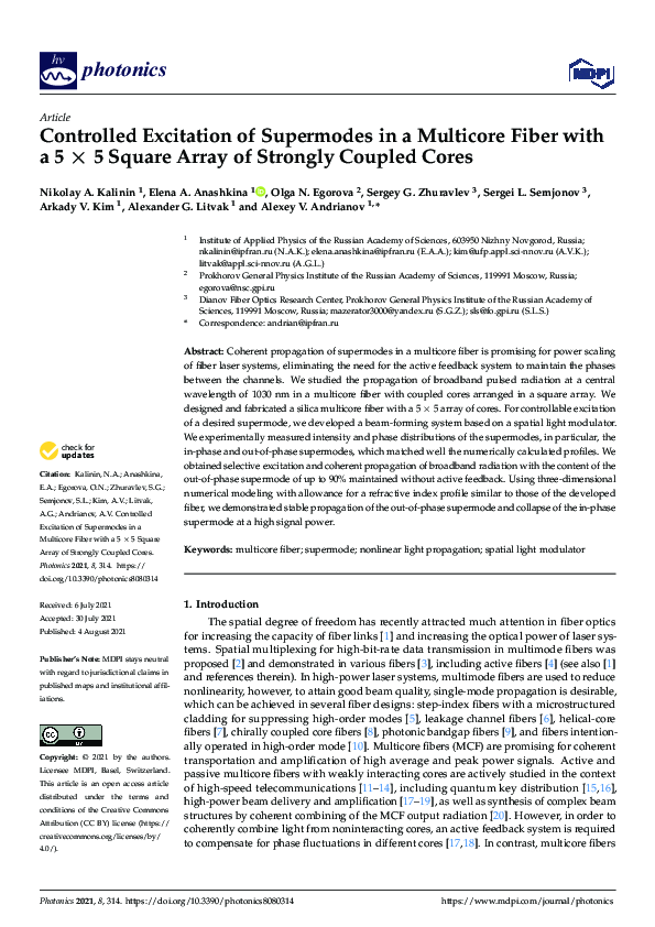 (PDF) Controlled Excitation of Supermodes in a Multicore Fiber with a 5 ...