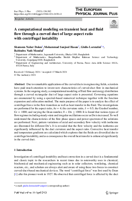 (PDF) A computational modeling on transient heat and fluid flow through ...