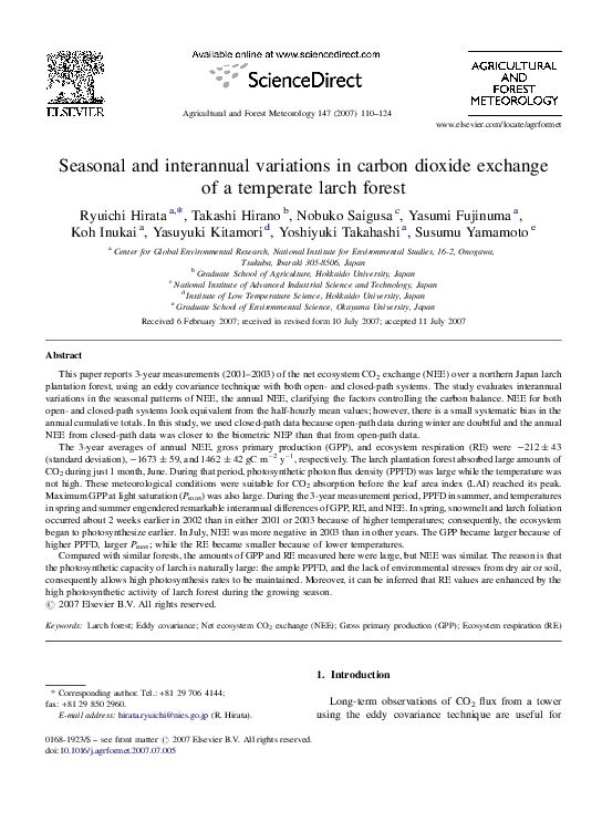 (PDF) Seasonal and interannual variations in carbon dioxide exchange of ...