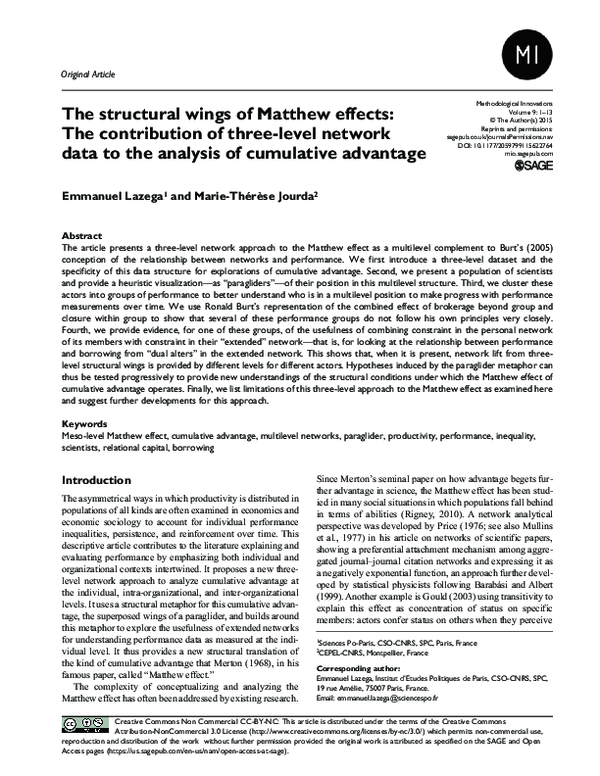 (PDF) The structural wings of Matthew effects: The contribution of ...
