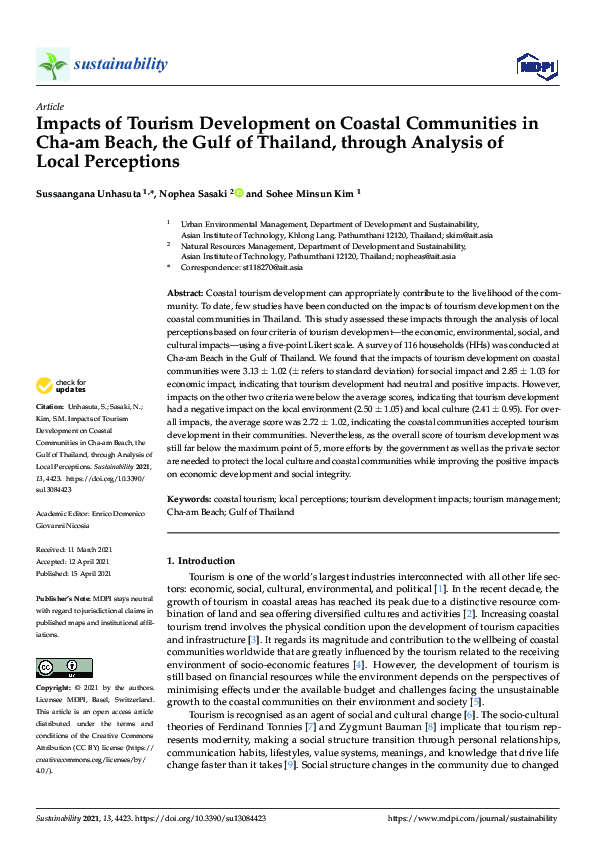 (PDF) Impacts of Tourism Development on Coastal Communities in Cha-am ...