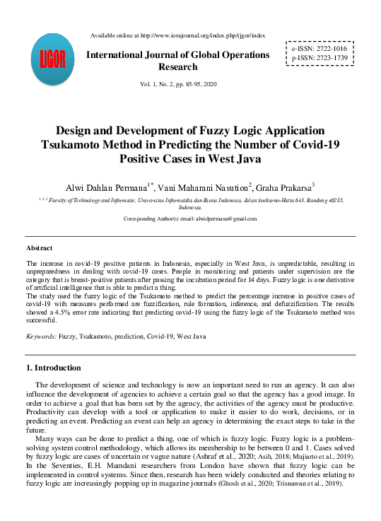 (PDF) Design and Development of Fuzzy Logic Application Tsukamoto ...