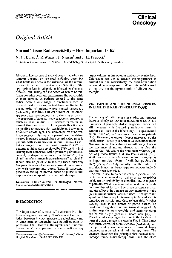 (PDF) Normal tissue radiosensitivity : How important is it