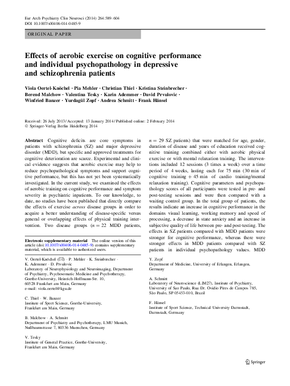 (PDF) Effects of aerobic exercise on cognitive performance and ...
