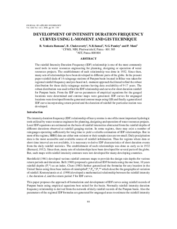 (PDF) Development of Intensity Duration Frequency curves using L-moment ...