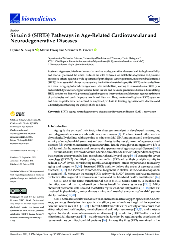 (PDF) Sirtuin 3 (SIRT3) Pathways in Age-Related Cardiovascular and ...