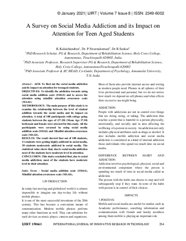 (PDF) A Survey on Social Media Addiction and its Impact on Attention ...