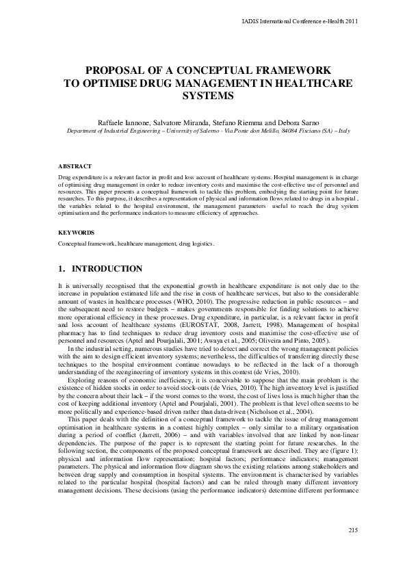 (PDF) Proposal of a Conceptual Framework to Optimise Drug Management in ...