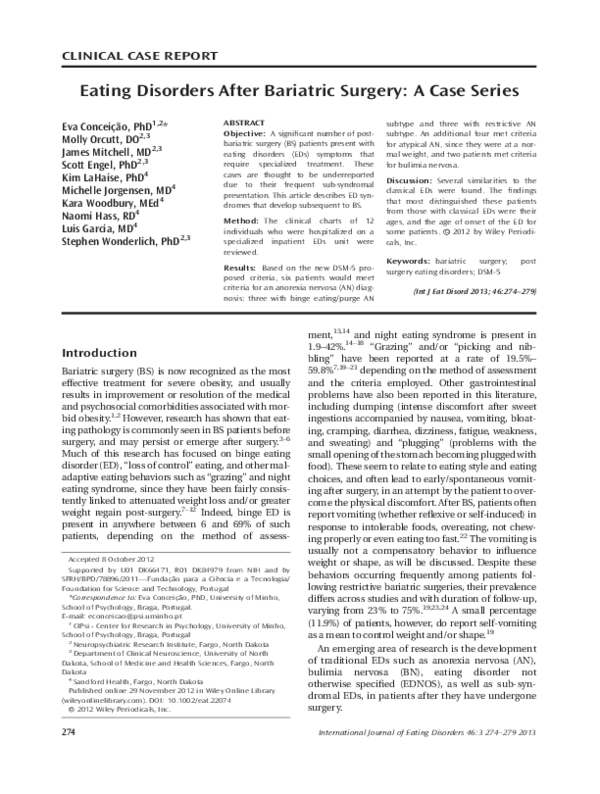 (PDF) The Development of Eating Disorders After Bariatric Surgery