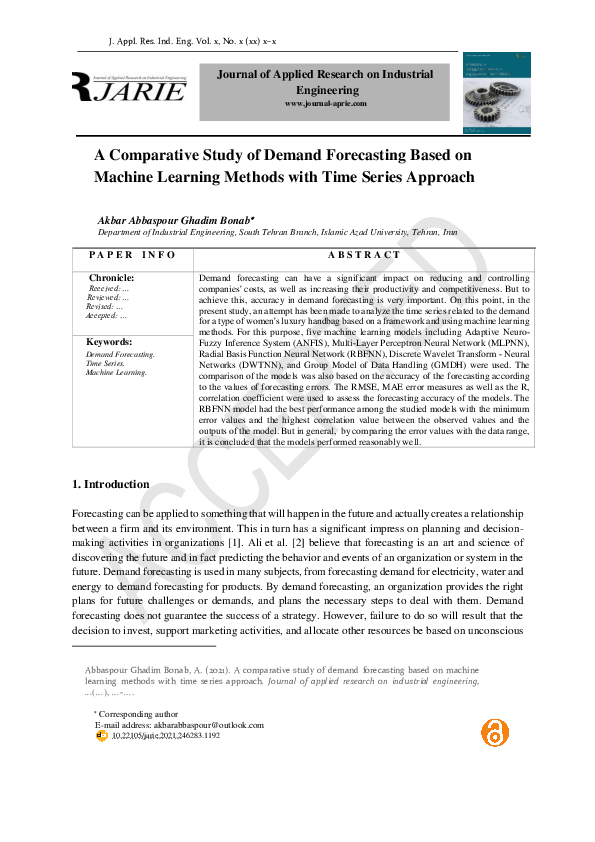 (PDF) A comparative study of demand forecasting based on machine ...