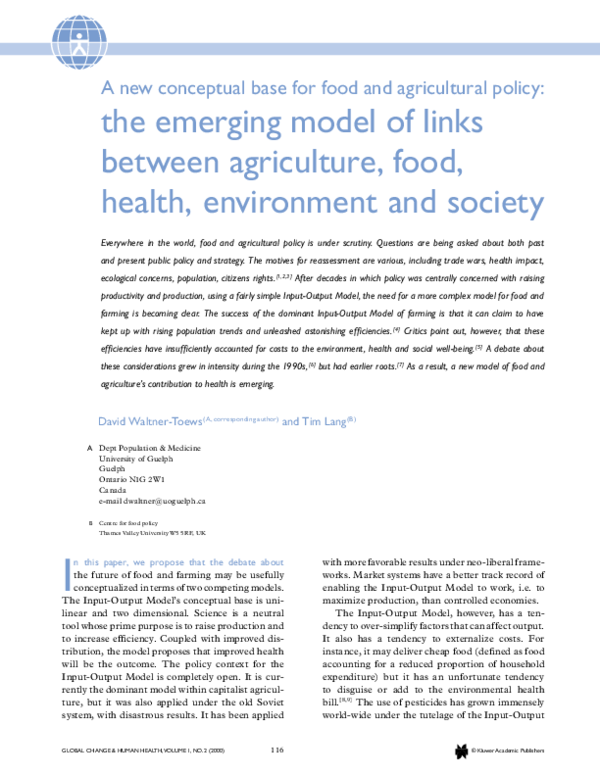(PDF) A new conceptual base for food and agricultural policy: the ...
