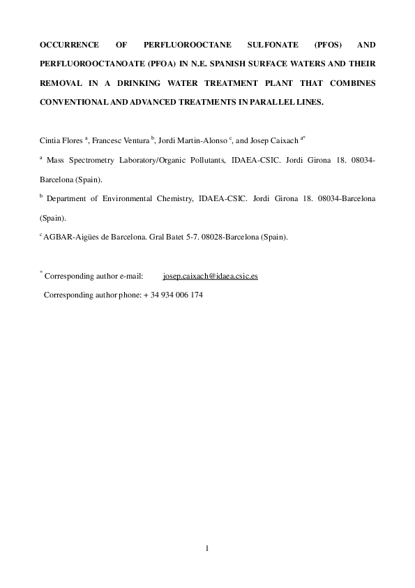 (PDF) Occurrence of perfluorooctane sulfonate (PFOS) and ...