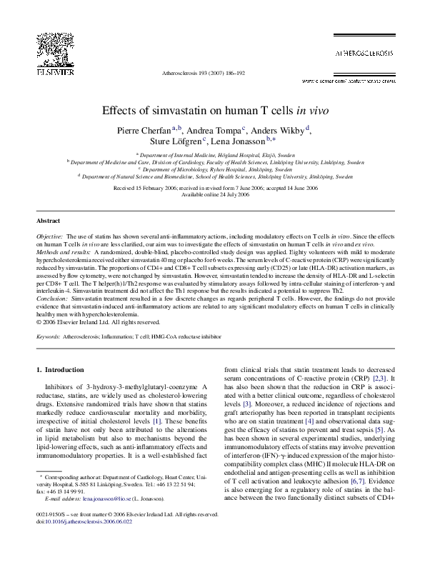 (PDF) Effects of simvastatin on human T cells in vivo