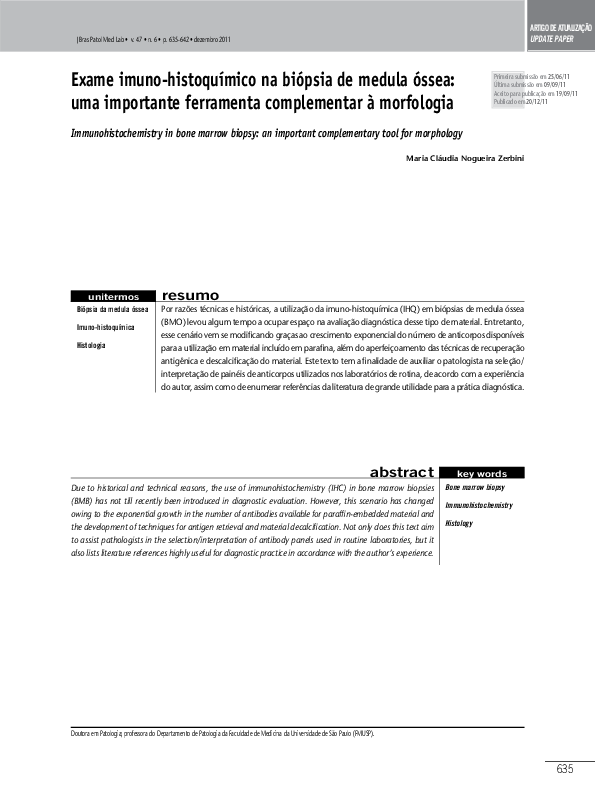 (PDF) Immunohistochemistry in bone marrow biopsy An important complementary tool for morphology