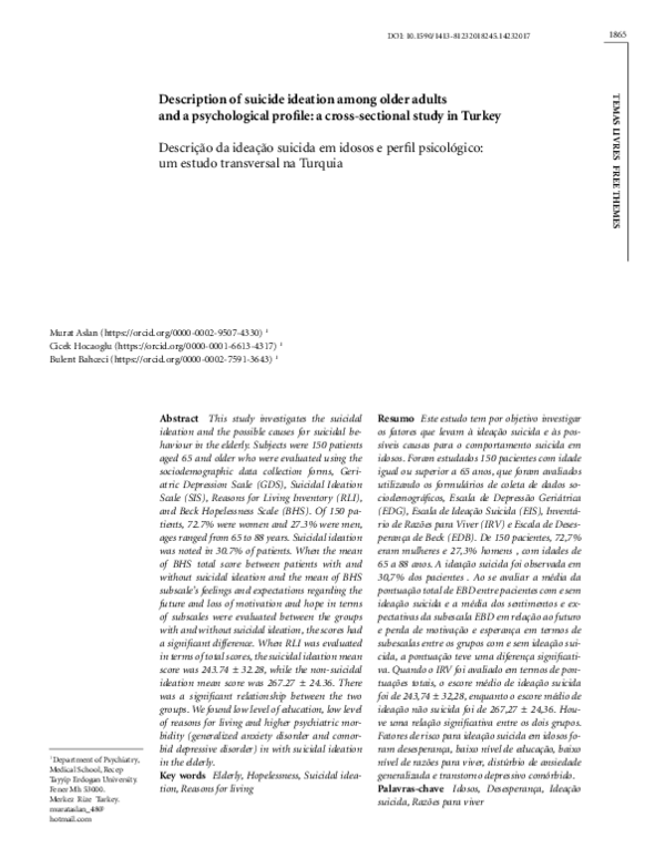 (PDF) Description of suicide ideation among older adults and a ...