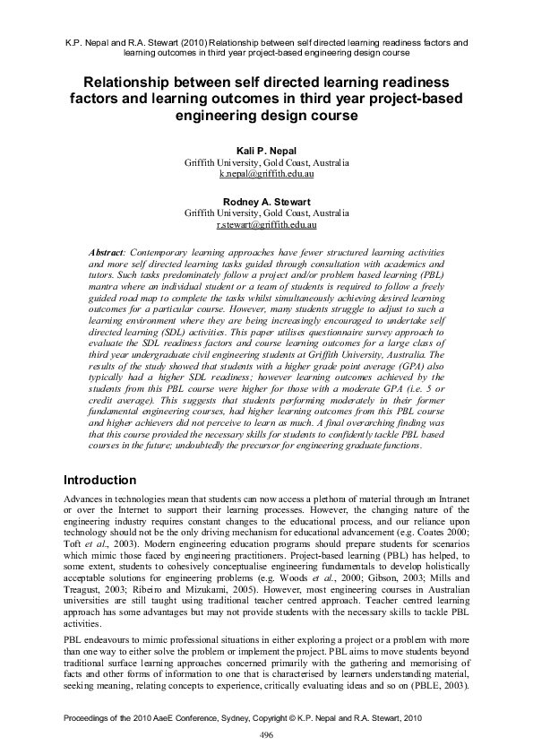 (PDF) Relationship between self directed learning readiness factors and ...