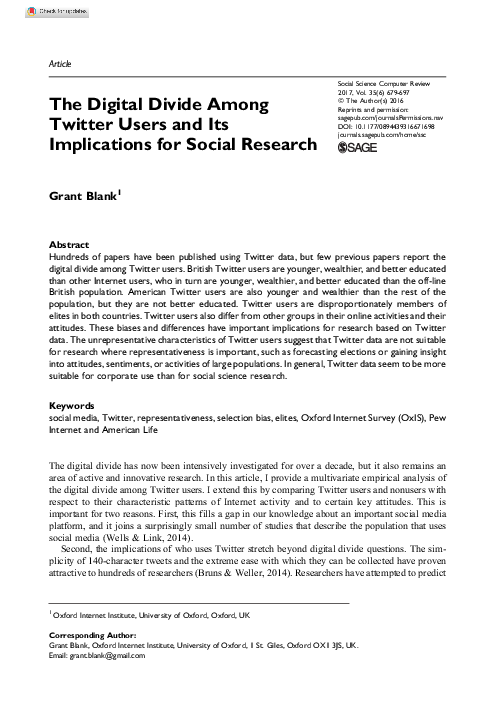 (PDF) The Digital Divide Among Twitter Users and Its Implications for ...