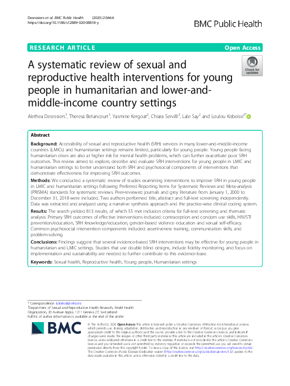 (PDF) A systematic review of sexual and reproductive health ...