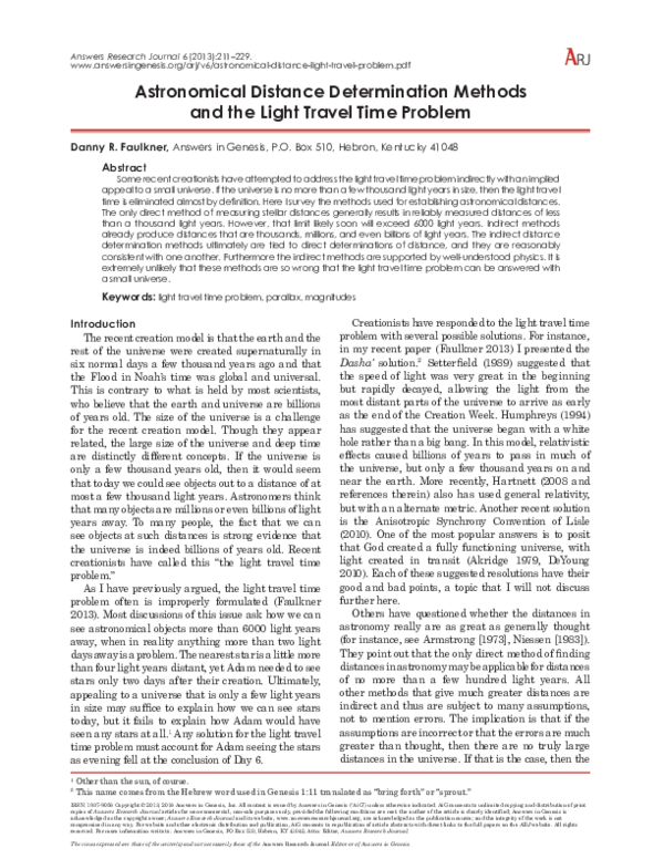 Pdf Astronomical Distance Determination Methods And The Light Travel