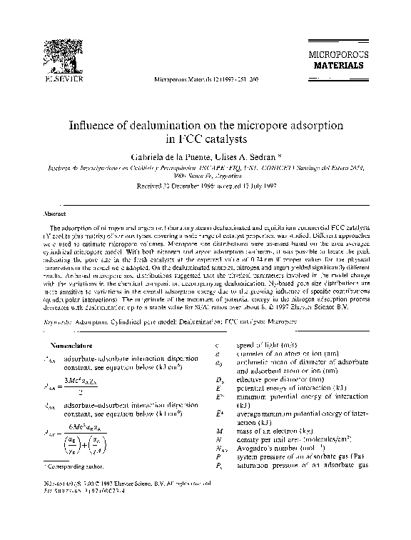 (PDF) Influence of dealumination on the micropore adsorption in FCC ...