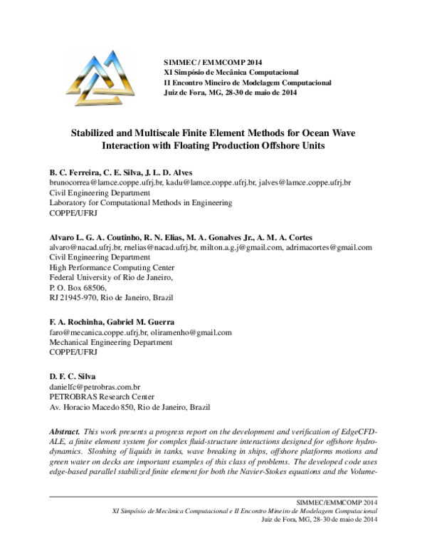 (PDF) Stabilized and Multiscale Finite Element Methods for Ocean Wave ...