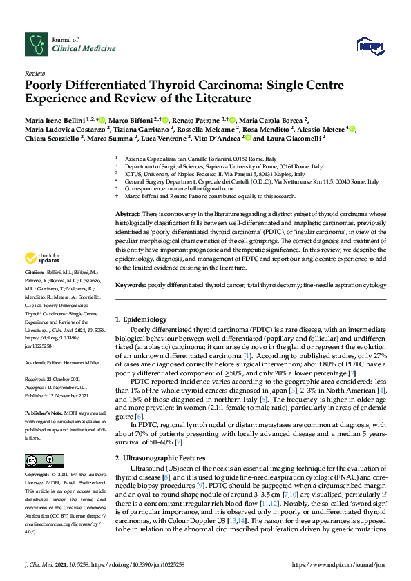 (PDF) Poorly Differentiated Thyroid Carcinoma: Single Centre Experience ...