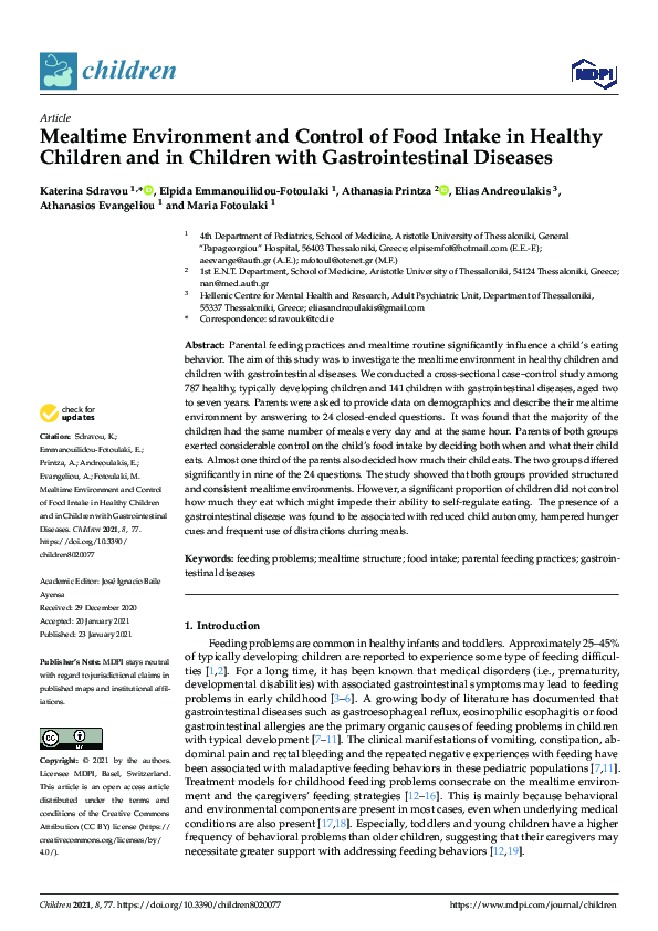(PDF) Mealtime Environment and Control of Food Intake in Healthy ...