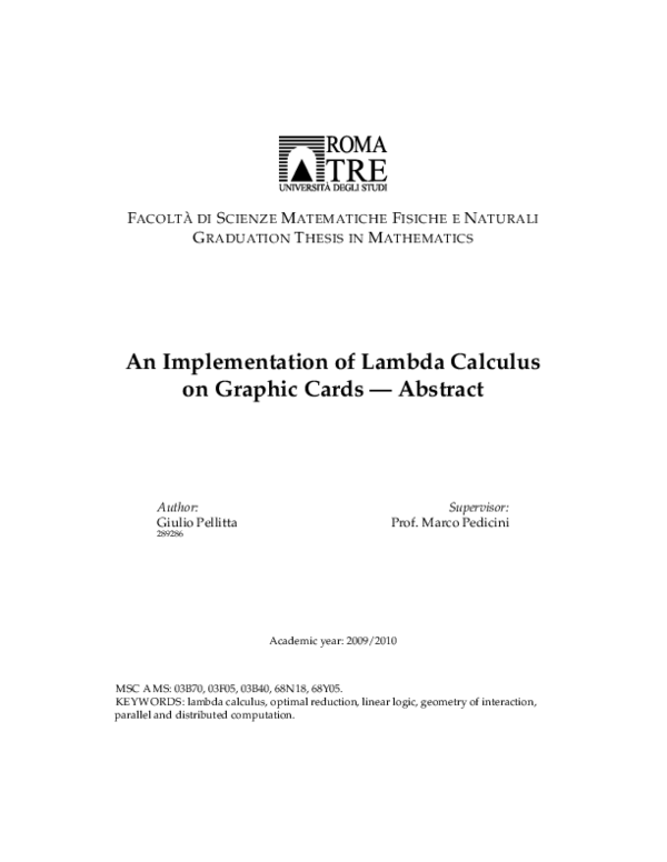 (PDF) An Implementation of Lambda Calculus on Graphic Cards — Abstract