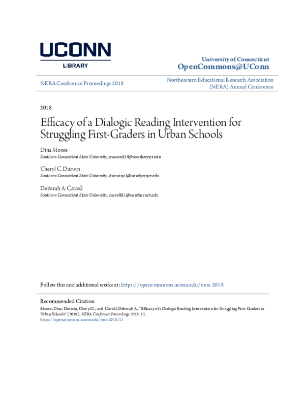 (PDF) Efficacy of a Dialogic Reading Intervention for Struggling First ...